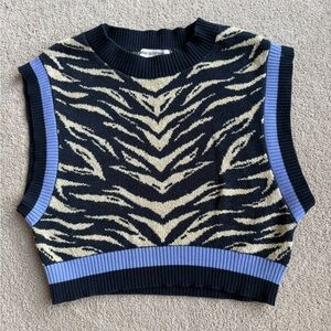 Urban Outfitters Navy and Cream Knit Top